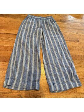 OLD NAVY WIDE LEG BLUE COMFORT WAISTBAND PANTS XS LINEN BLEND